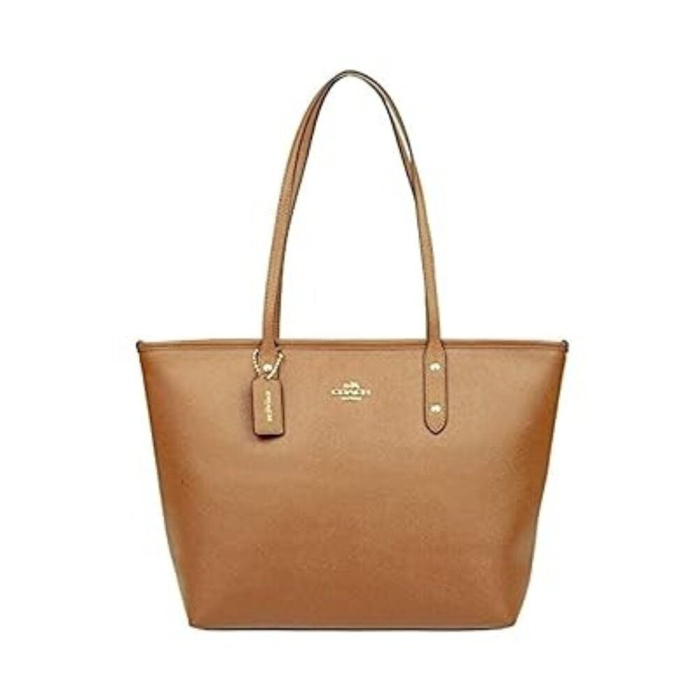 Like New Coach City Zip Brown Leather Shoulder Bag Tote Purse